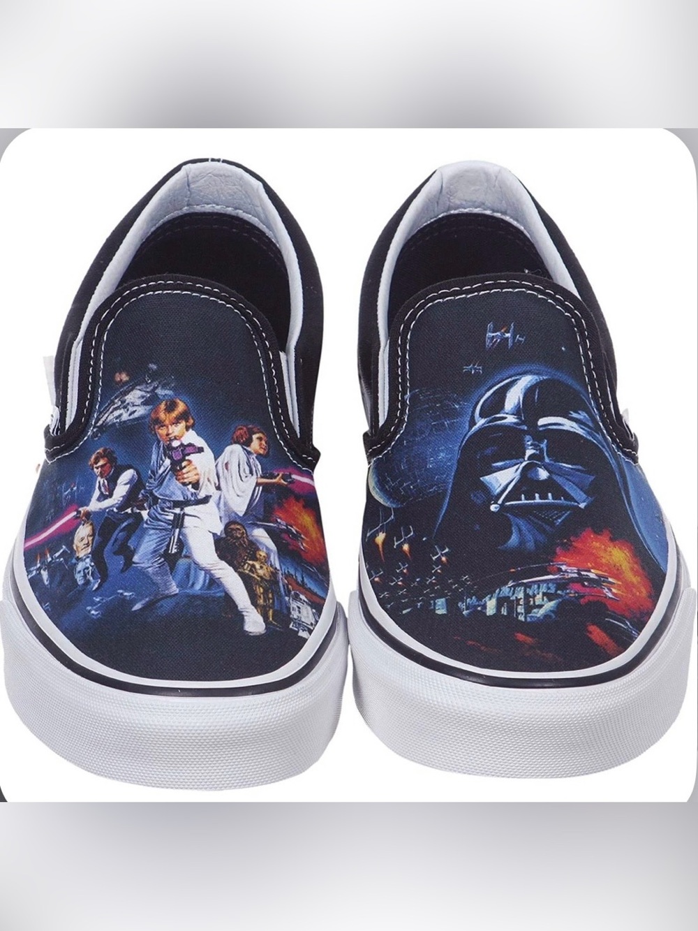 Vans Slip-On Men's Sneakers in Black with Star Wars graphic size 13